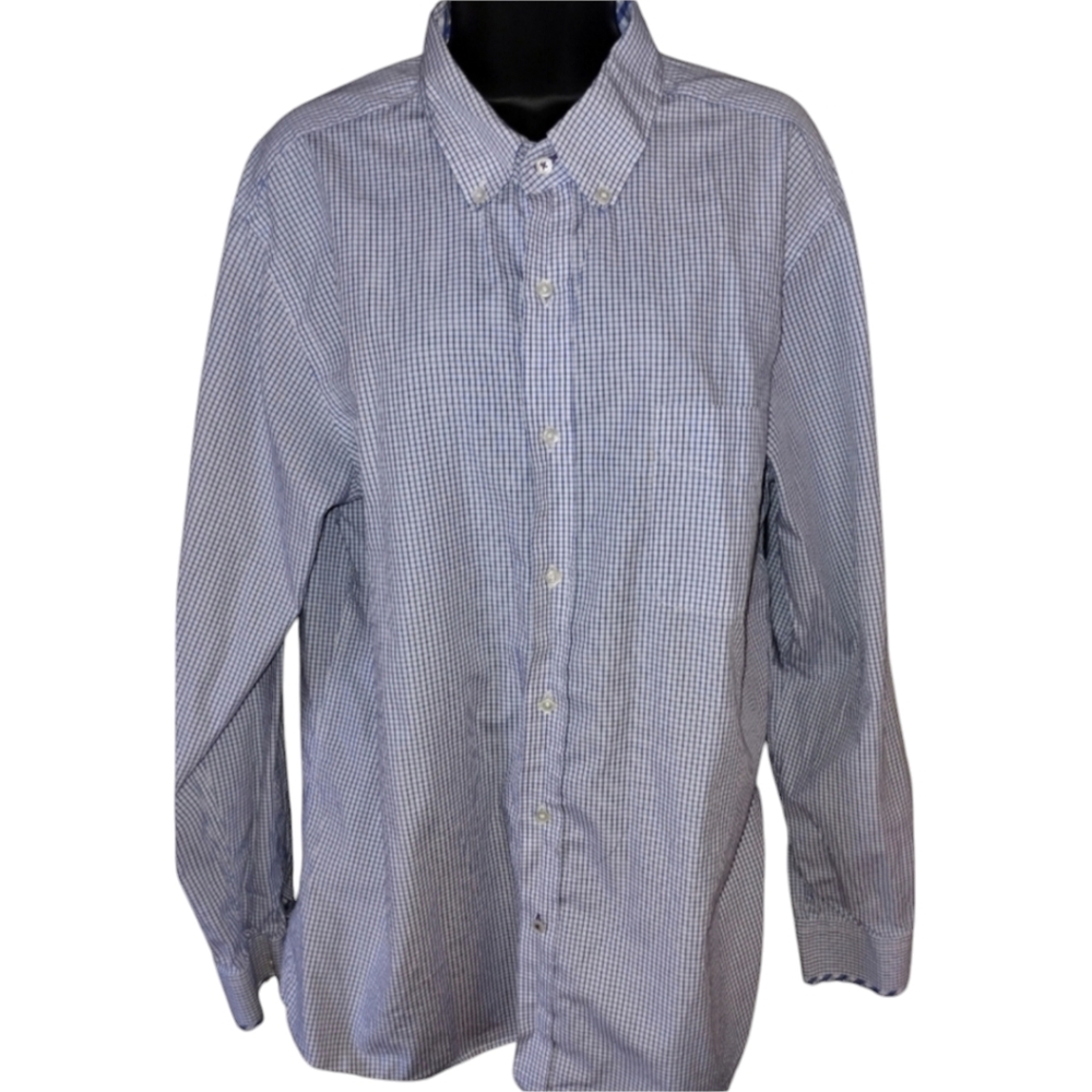 J. McLaughlin blue and white Trim fit Shirt xl excellent condition, 100% cotton